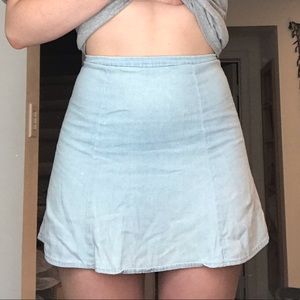 American Apparel light wash denim skirt